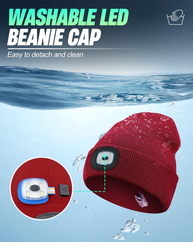 MOXTOYU Unisex Beanie with Light, USB Rechargeable LED Headlamp Hat, Christmas Stocking Stuffers Gifts - Image 3